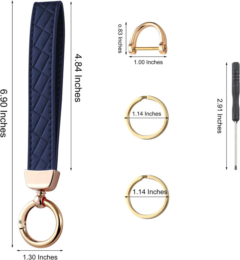 Weixiltc Leather Wristlet Keychain, Car Key Chain Holder with 2 Key Ring & Anti-Lost D Ring, Key Fob Wristband for Women - Image 2